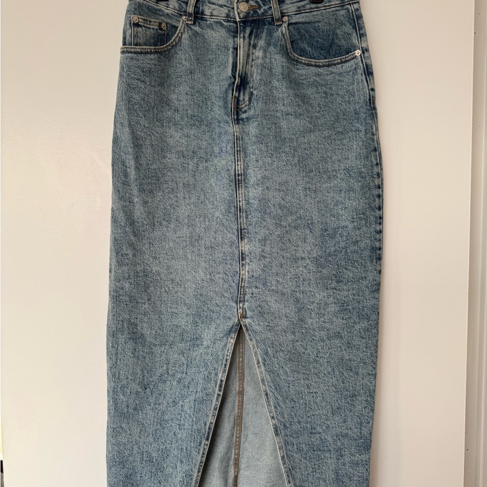 ASOS Denim Midi Skirt with Front Slit